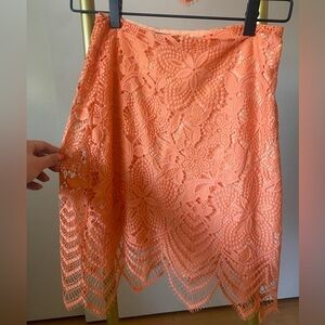 For Love And Lemons Orange Asymmetrical Mini Skirt